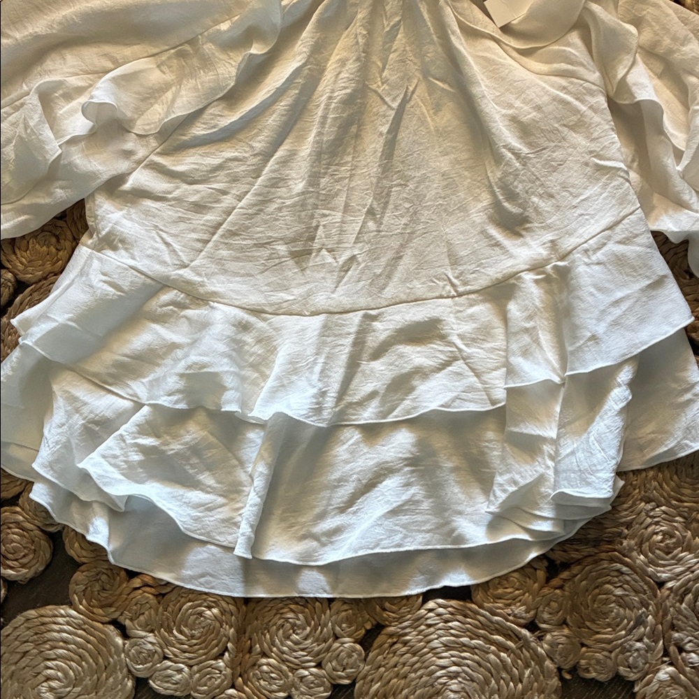 Zara Retro Ivory Ruffles Fold Blouse Size Small - Picture 4 of 6